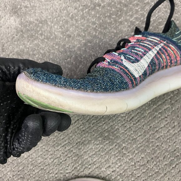 Nike Free RN Flyknit Running Shoes Women's 9 Blue Teal Pink Sneakers 831070 004 - Picture 9 of 15